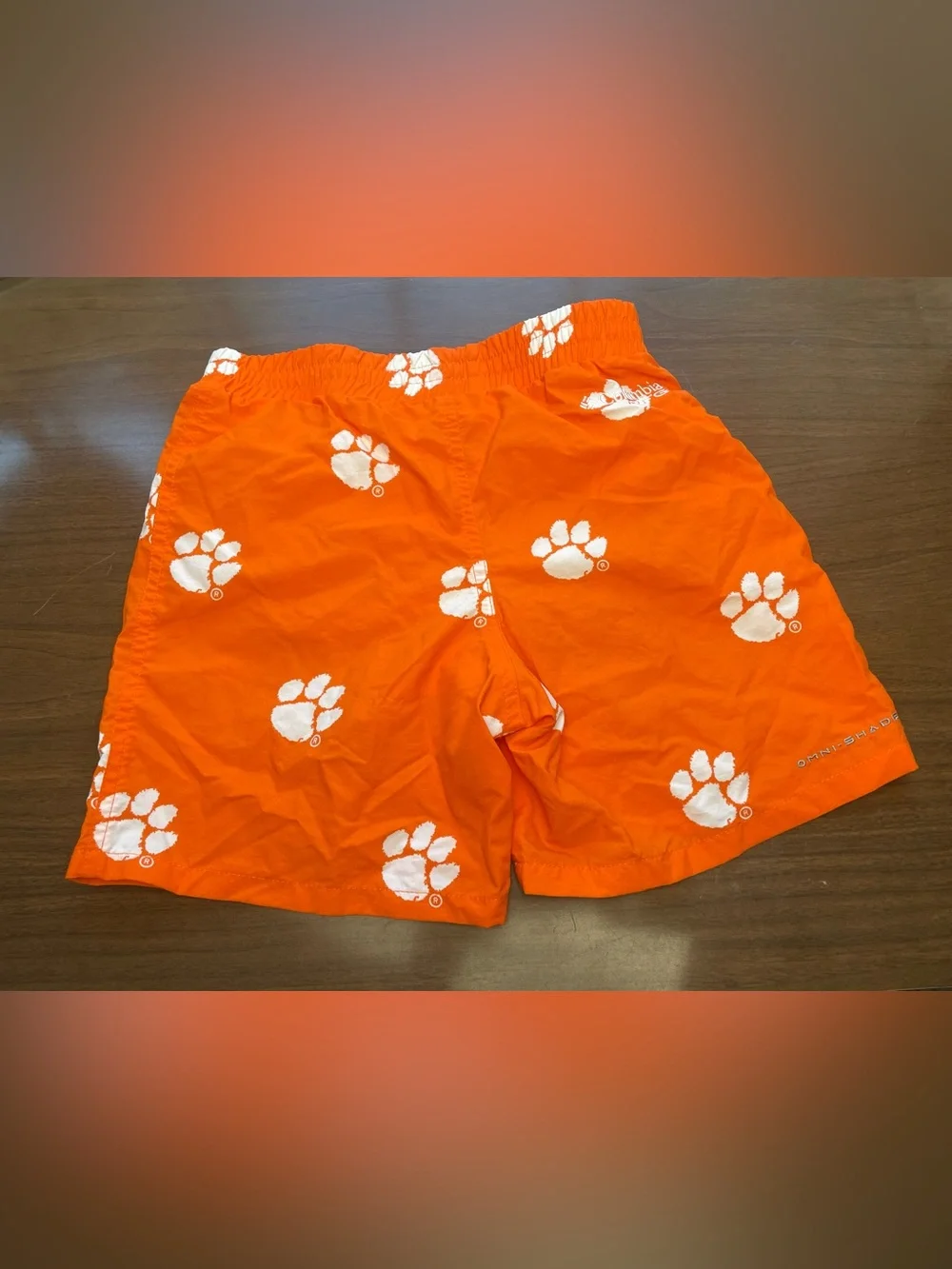 Columbia Orange Swim Trunks with White Paw Print